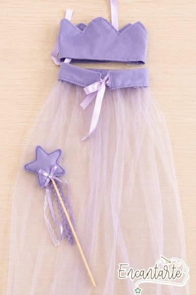 Kit Princesa (coroa+ capa em tule+varinha)