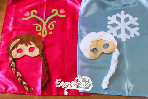 Kit Capa e Máscara Elsa e Anna