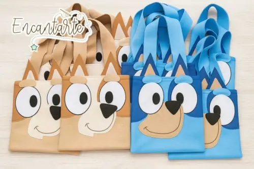 Sacolinhas Bluey e Bingo (em Feltro)