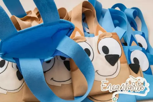 Sacolinhas Bluey e Bingo (em Feltro)