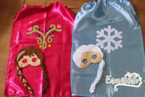 Kit Capa e Máscara Elsa e Anna