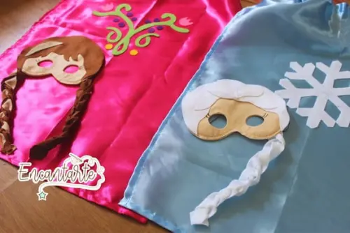 Kit Capa e Máscara Elsa e Anna