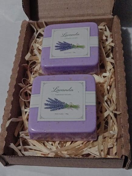 Sabonete Vegano - Caixa Rústica - Lavanda