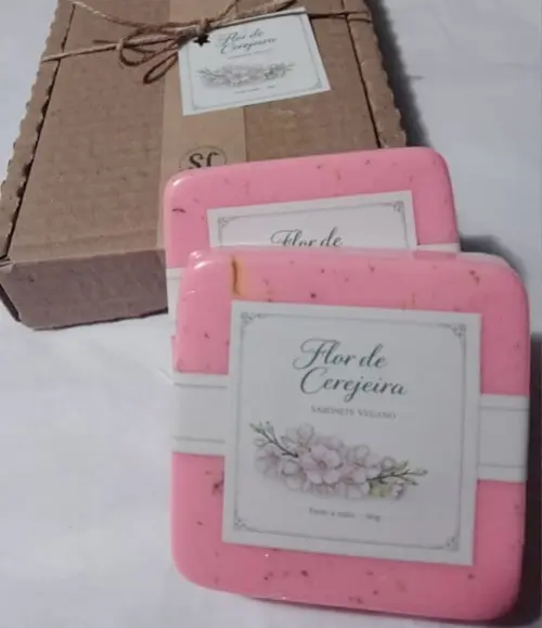 Sabonete Vegano - Caixa Rústica - Flor de Cerejeira