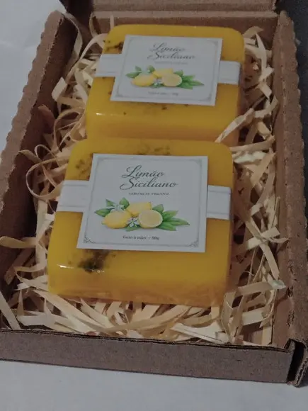 Sabonete Vegano - Caixa Rústica - Flor de Laranjeira