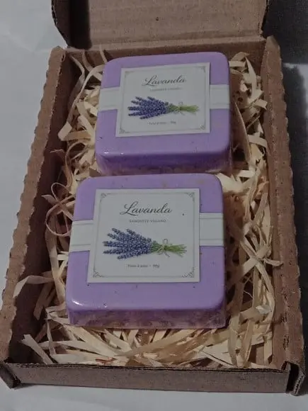 Sabonete Vegano - Caixa Rústica - Lavanda