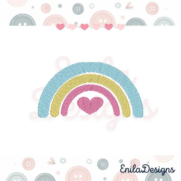 Matriz de Bordado Arco Iris Boho Coração - 6 Tamanhos