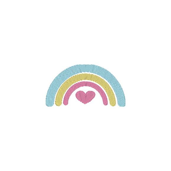 Matriz de Bordado Arco Iris Boho Coração - 6 Tamanhos