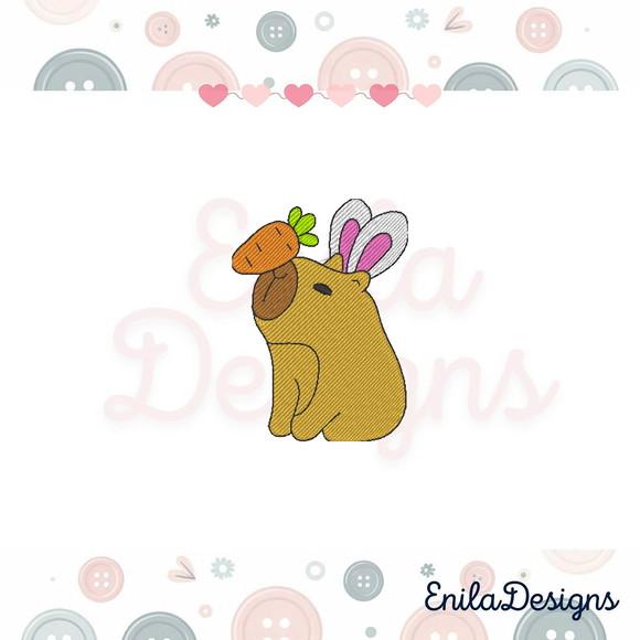 Matriz de Bordado Capivara Páscoa - Modelo1 - 5 Tamanhos