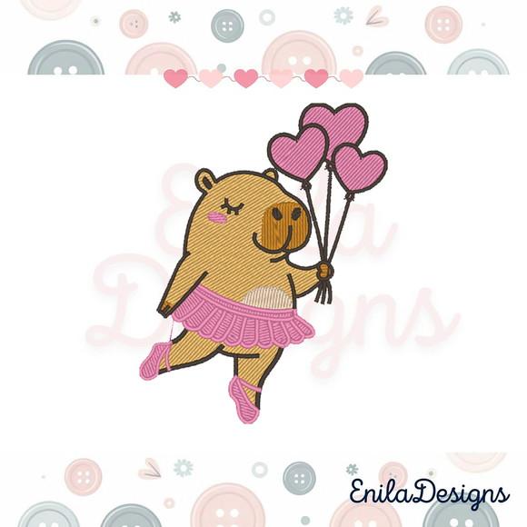Matriz de Bordado Capivara Bailarina - 3 Tamanhos