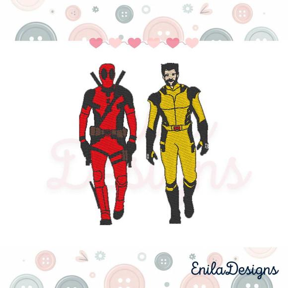 Matriz de Bordado Deadpool e Wolverine Andando