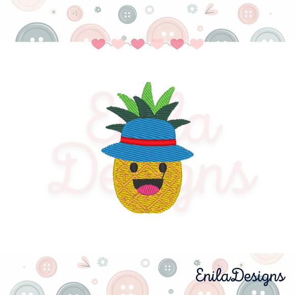 Matriz de Bordado Fruta Kawaii - Abacaxi de Chapéu