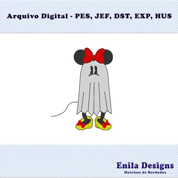 Matriz de Bordado Halloween Minnie Fantasma - Enila Designs