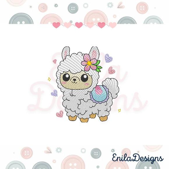 Matriz de Bordado Lovely Lhama - Enila Designs - 3 Tamanhos