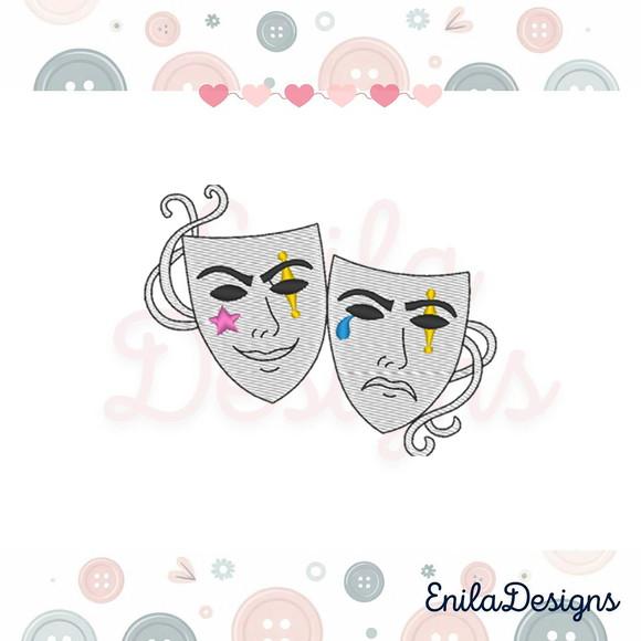 Matriz de Bordado Máscaras Teatro Comédia e Tragédia