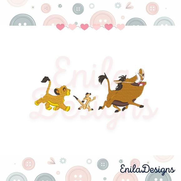 Matriz de Bordado Rei Leão - Simba Timão e Pumba Andando