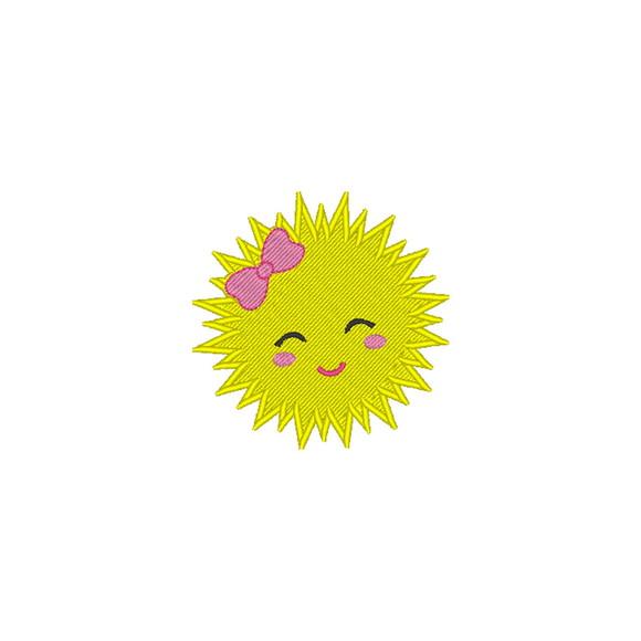 Matriz de Bordado Sol Kawaii Menina - 6 Tamanhos