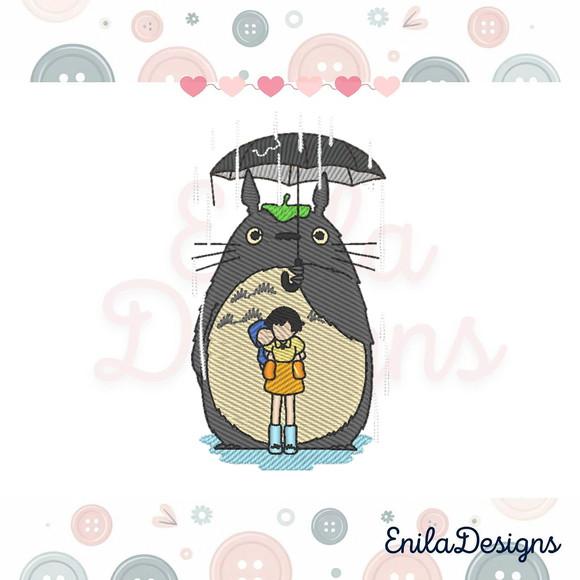 Matriz de Bordado Totoro na Chuva
