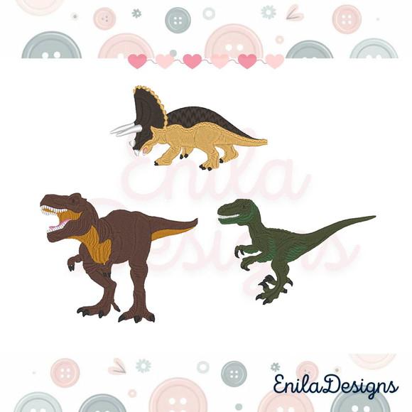 Matrizes de Bordado Dinossauros - 3 Dinos 10x10