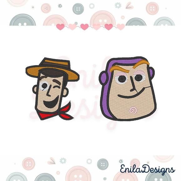Matrizes de Bordado Toy Story Rostos Woody e Buzz