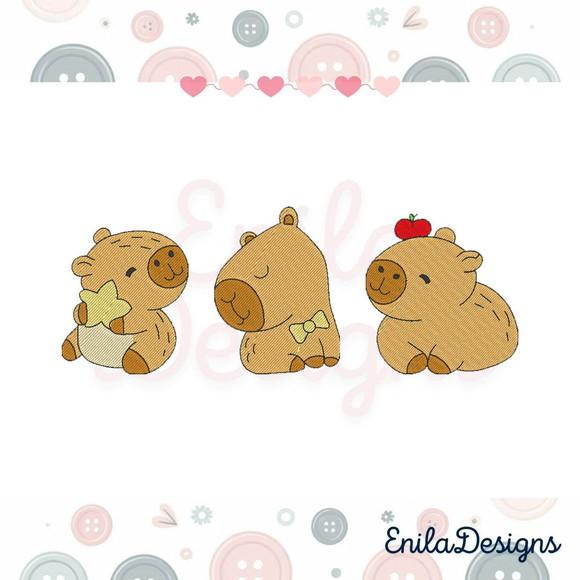Pacote de Matrizes de Bordado Capivaras Cute - Enila Designs
