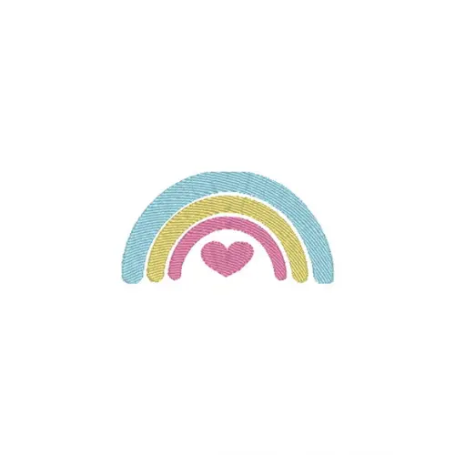 Matriz de Bordado Arco Iris Boho Coração - 6 Tamanhos