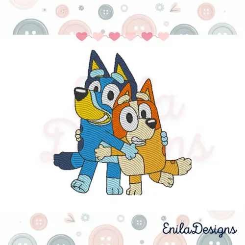 Matriz de Bordado Bluey e Bingo Juntas - Cod2 - Pontos Leves