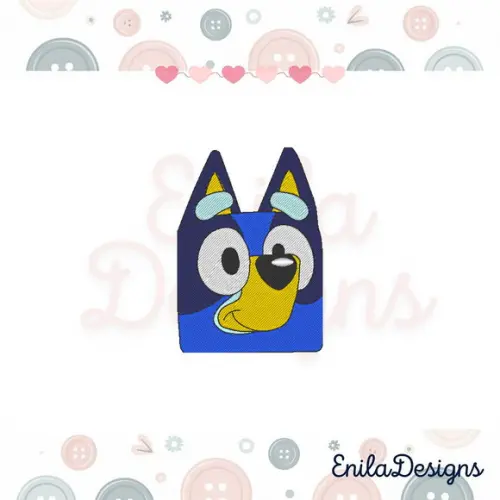 Matriz de Bordado Bluey Rosto - Enila Designs - 5 Tamanhos
