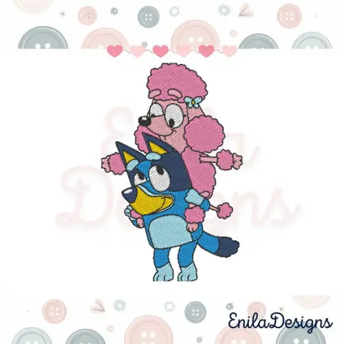 Matriz de Bordado Bluey e Coco - 4 Tamanhos