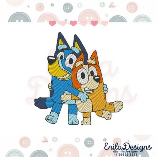 Matriz de Bordado Bluey e Bingo Juntas - Cod2 - Pontos Leves