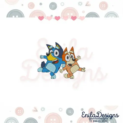 Matriz de Bordado Bluey e Bingo Juntas - 3 Tamanhos