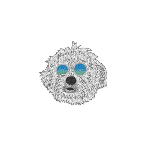 Matriz de Bordado Cachorro Raça Maltes de Oculos 5 Tamanhos