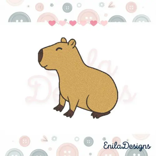 Matriz de Bordado Capivara em Pontos Leves e 6 Tamanhos