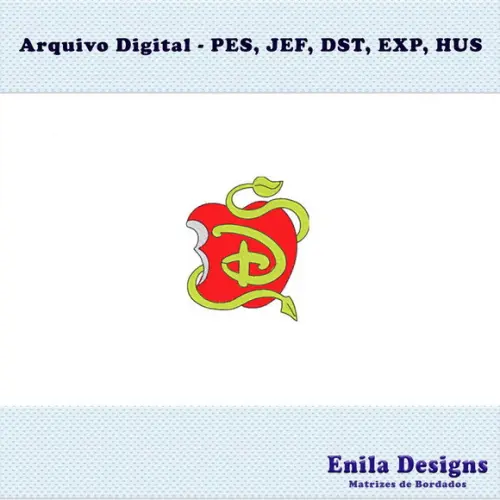 Matriz de Bordado Descendentes Disney - Logo - Maçã