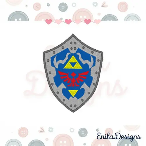 Matriz de Bordado Escudo Hylian - Zelda - 3 Tamanhos