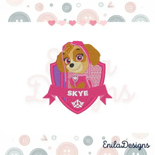 Matriz de Bordado Emblema Patrulha Canina Skye