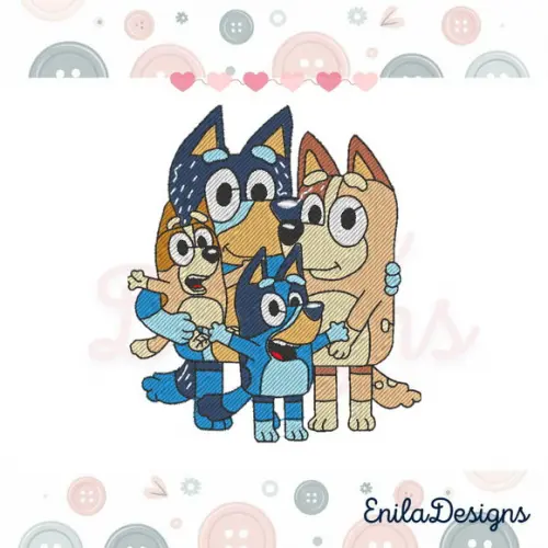 Matriz de Bordado Familia Bluey - 4 Tamanhos