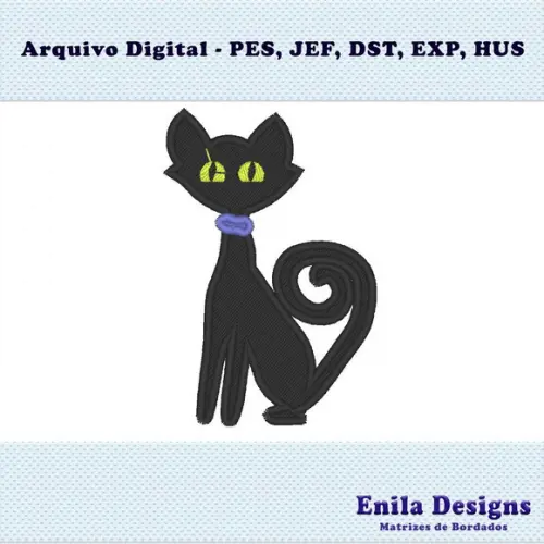 Matriz de Bordado Gato Preto Casaco Capa Sobretudo Detetive