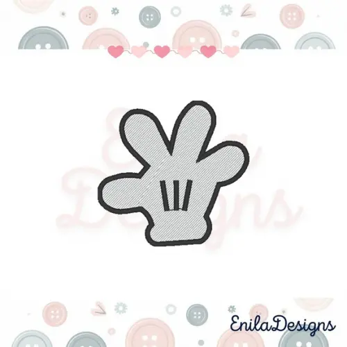 Matriz de Bordado Mão do Mickey - Enila Designs - 4 Tamanhos