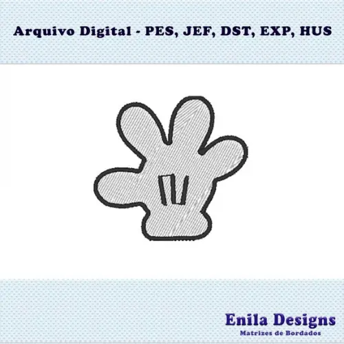Matriz de Bordado Mão do Mickey - Enila Designs - 4 Tamanhos