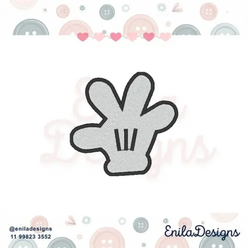 Matriz de Bordado Mão do Mickey - Enila Designs - 4 Tamanhos