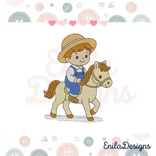 Matriz de Bordado Menino no Cavalo