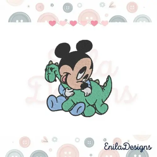 Matriz de Bordado Mickey Baby Dinossauro