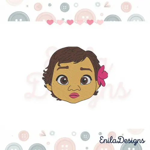 Matriz de Bordado Moana Baby Rosto - 2 Tamanhos