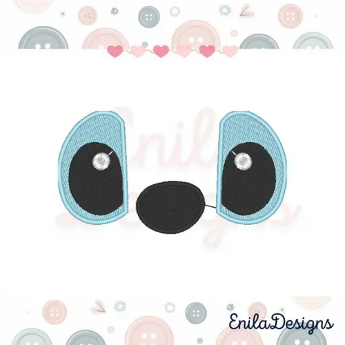 Matriz de Bordado Olhos e Nariz Stitch - Carinha do Stitch