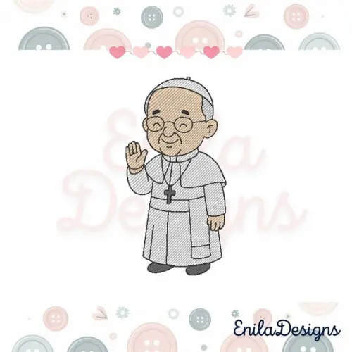 Matriz de Bordado Papa Francisco - 4 Tamanhos