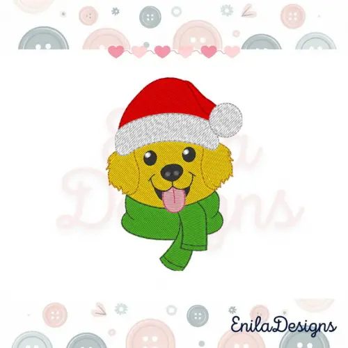 Matriz de Bordado Natalina - Cachorro Golden Retriever