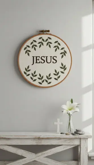 Matriz de Bordado para Bastidor Jesus Floral
