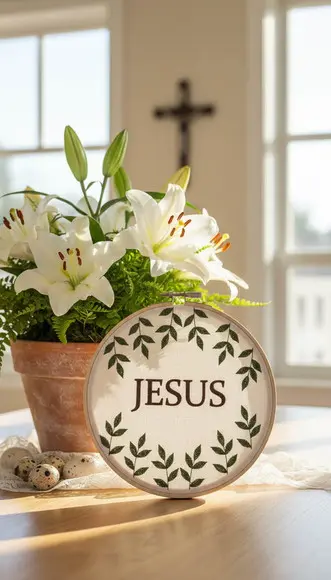 Matriz de Bordado para Bastidor Jesus Floral