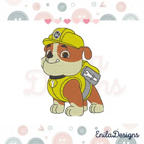 Matriz de Bordado Patrulha Canina Rubble - 4 Tamanhos